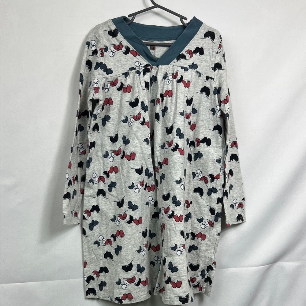 Tea Collection Gray long sleeve butterfly print knit dress size 7